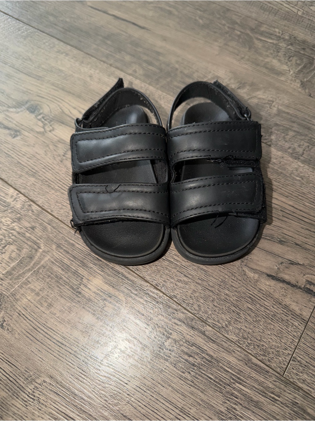 Zara Black Double-Velcro Kids Sandals